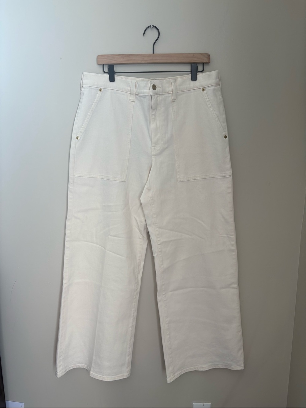 J. Crew High-Rise Wide Leg Off White Cream Utility Pants Beach Vacation sz 31 CD